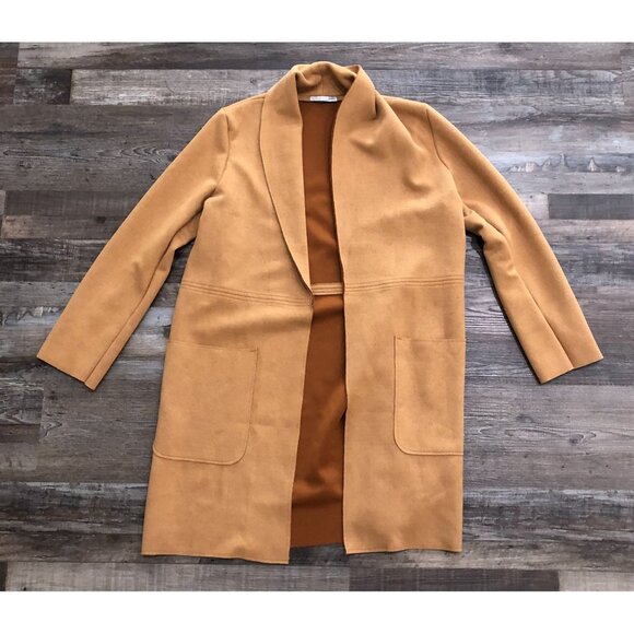 Zara Camel Faux Suede Coat size Small Brown - Picture 1 of 5